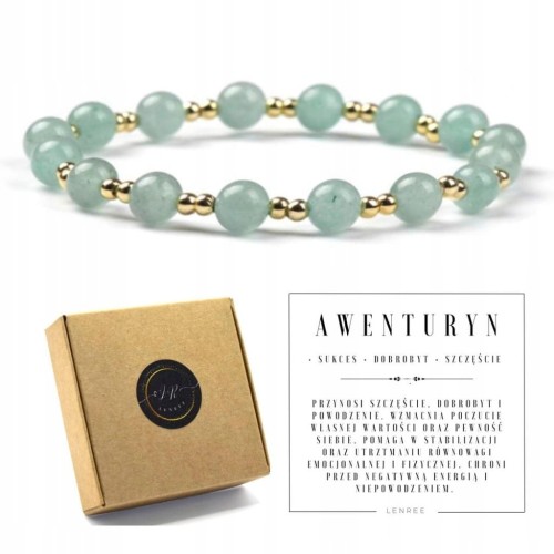 Bransoletka damska kamienie naturalne AWENTURYN + pudełko