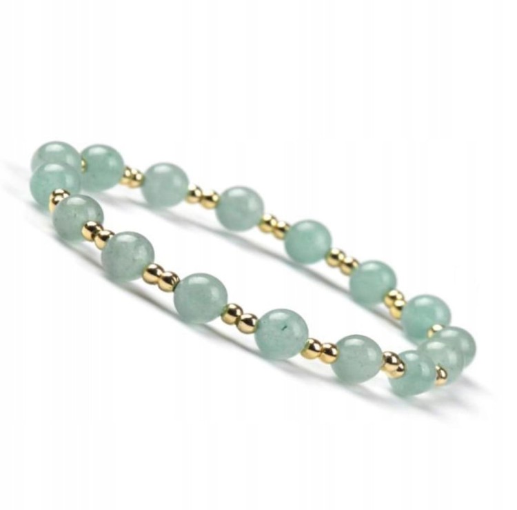 Bransoletka damska kamienie naturalne AWENTURYN + pudełko