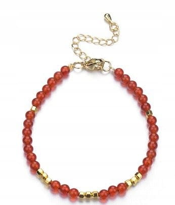 Bransoletka damska karneol hematyt kamienie stal chirurgiczna regulowana