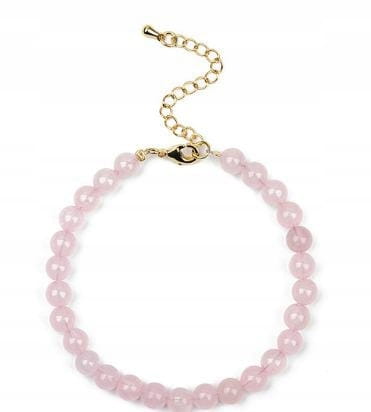 BRANSOLETKA DAMSKA KWARC RÓŻOWY KAMIENIE NATURALNE REGULOWANA ZAPIĘCIE