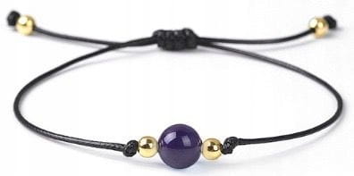 Bransoletka damska na sznurku ametyst kamienie naturalne regulowana