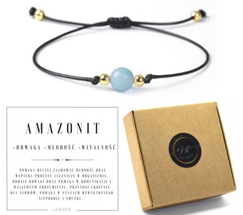 Bransoletka damska na sznurku amazonit kamień naturalny regulowana