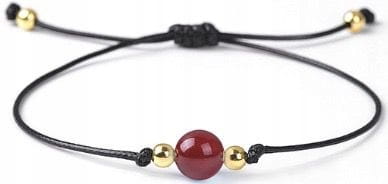 Bransoletka damska na sznurku agat karneol kamienie naturalne regulowana