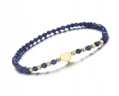 Bransoletka damska Lapis lazuli serce kamienie naturalne