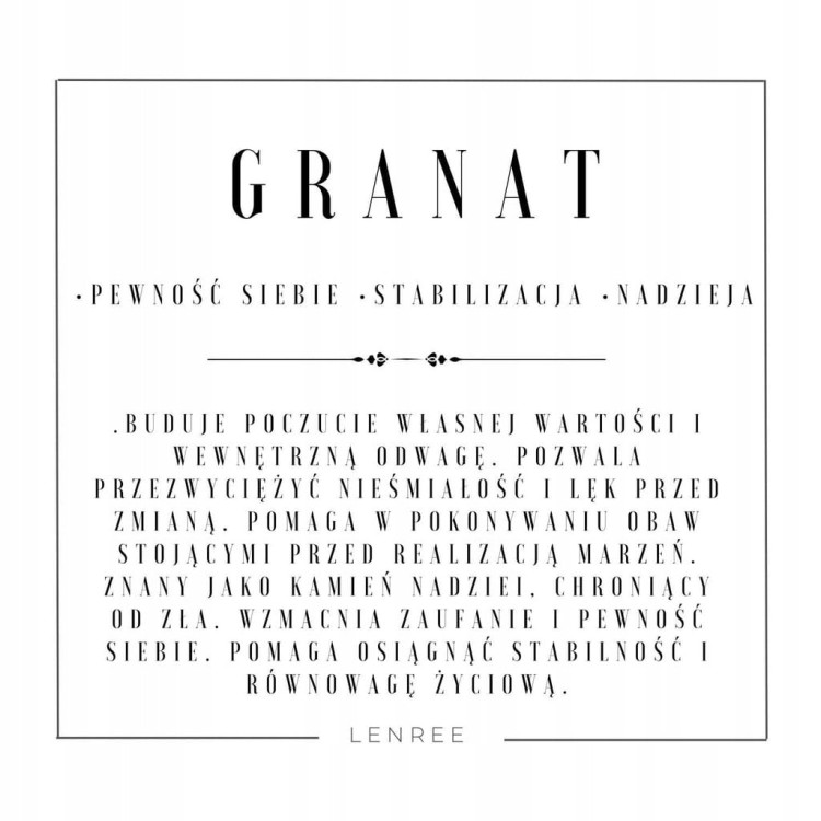 Bransoletka damska na sznurku GRANAT kamienie naturalne + pudełko