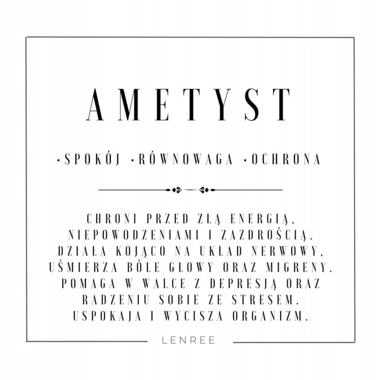 Bransoletka damska na sznurku AMETYST kamienie naturalne + pudełko