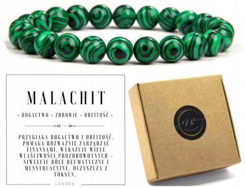 Bransoletka damska MALACHIT 8mm naturalna energia bogactwo zdrowie LENREE