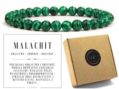 Bransoletka damska MALACHIT 6mm naturalna energia bogactwo zdrowie LENREE