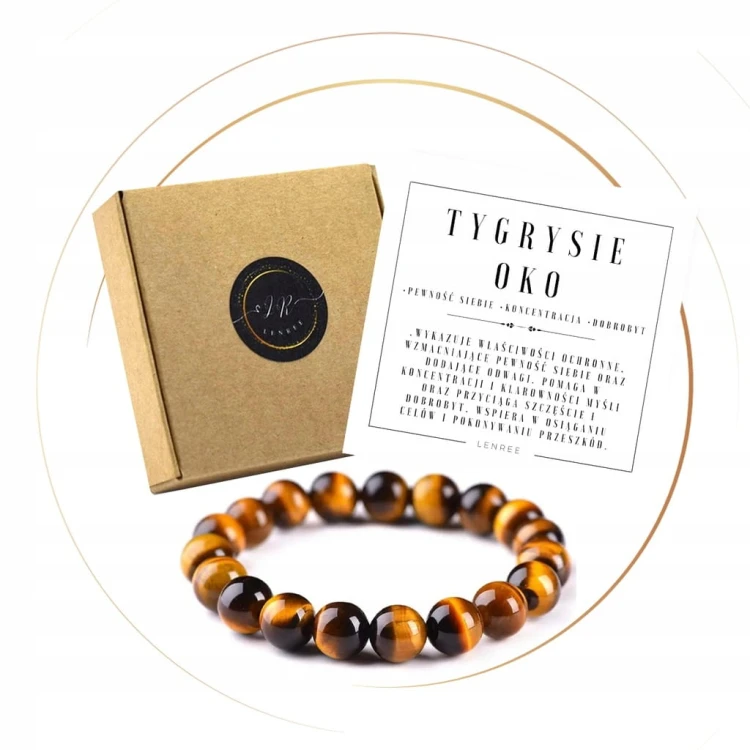 BRANSOLETKA TYGRYSIE OKO KAMIENIE NATURALNE 8 mm