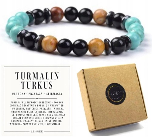 Bransoletka Turmalin Turkus – ochrona, przyjaźń, afirmacja, prezent