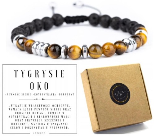 BRANSOLETKA TYGRYSIE OKO KAMIENIE NATURALNE SIŁA PEWNOŚĆ PREZENT