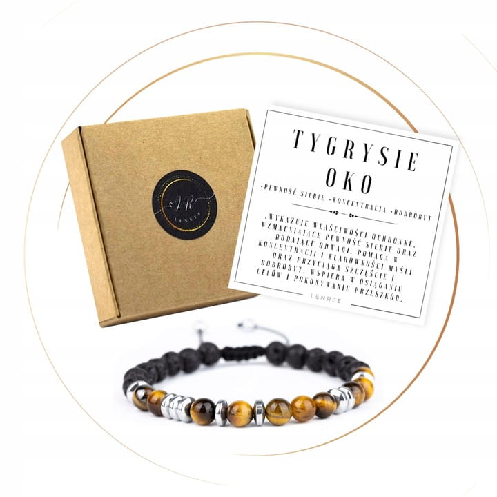 BRANSOLETKA TYGRYSIE OKO KAMIENIE NATURALNE SIŁA PEWNOŚĆ PREZENT