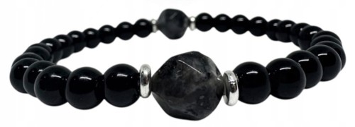 BRANSOLETKA TURMALIN OBSYDIAN PUDEŁKO KAMIENIE NATURALNE