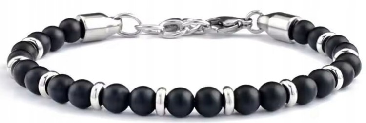 Bransoletka TURMALIN stal naturalne kamienie męska damska LENREE