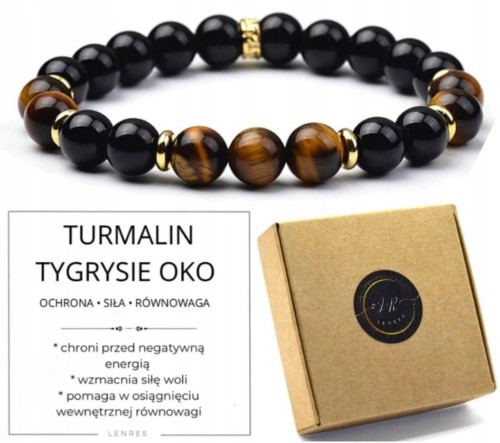 Bransoletka TURMALIN TYGRYSIE OKO damska unisex 8mm LENREE