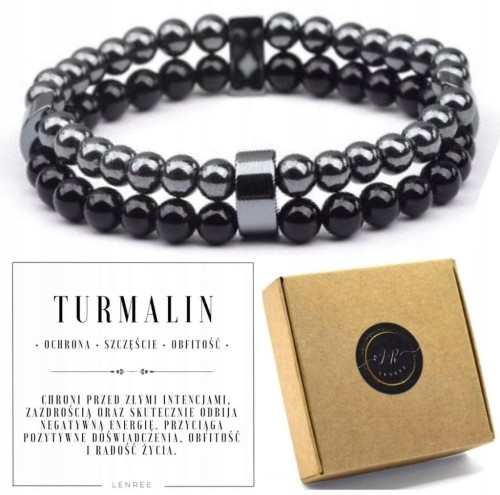 Bransoletka TURMALIN naturalne kamienie męska unisex ochronna LENREE