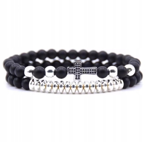 Bransoletka TURMALIN krzyż naturalne kamienie srebro LENREE