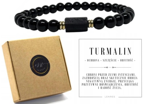 BRANSOLETKA TURMALIN KAMIENIE NATURALNE PUDEŁKO