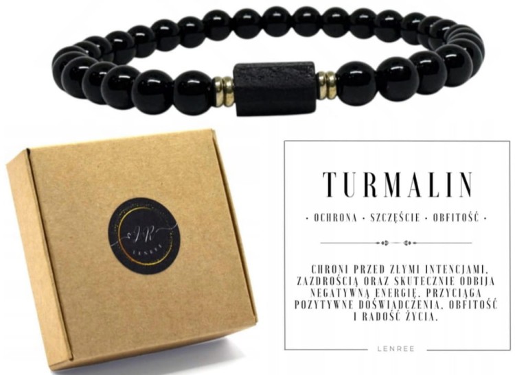 BRANSOLETKA TURMALIN KAMIENIE NATURALNE PUDEŁKO