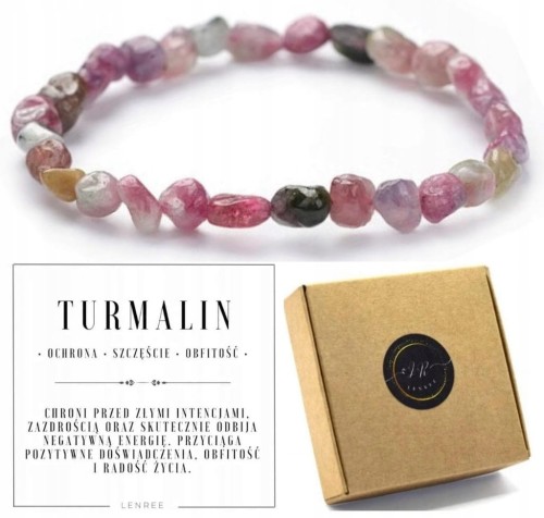 Bransoletka TURMALIN naturalne kamienie kolorowa unisex LENREE