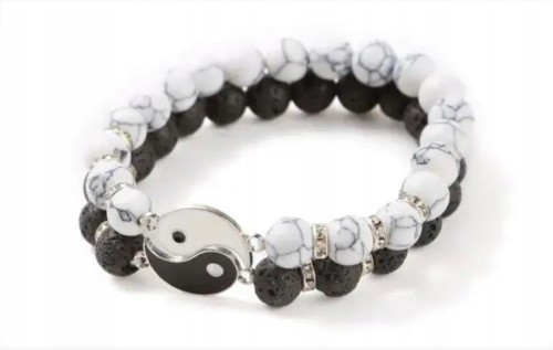 Zestaw bransoletek ying yang kamienie HOWLIT LAWA WULKANICZNA dla par modne