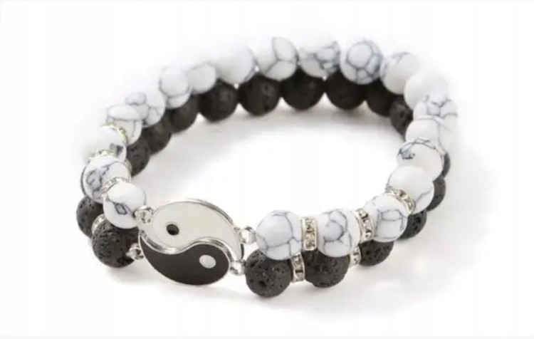 Zestaw bransoletek ying yang kamienie HOWLIT LAWA WULKANICZNA dla par modne