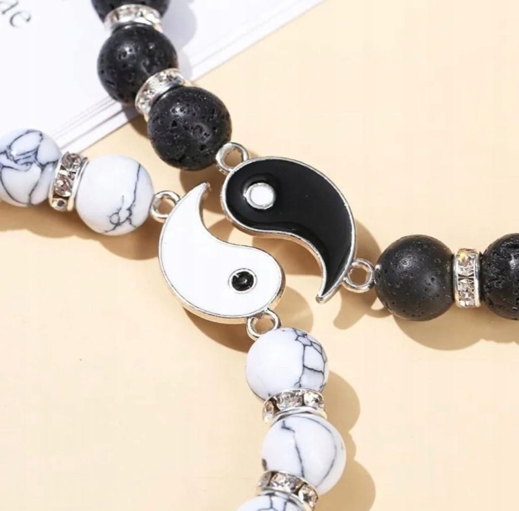 Zestaw bransoletek ying yang kamienie HOWLIT LAWA WULKANICZNA dla par modne