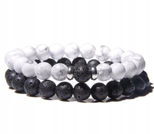 Zestaw bransoletek męskich KAMIENIE NATURALNE - LAWA WULKANICZNA - HOWLIT