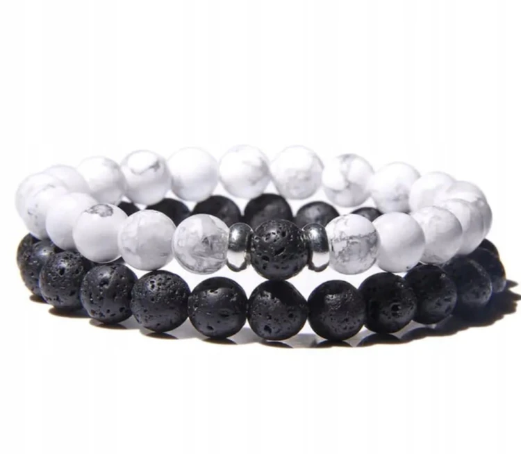 Zestaw bransoletek męskich KAMIENIE NATURALNE - LAWA WULKANICZNA - HOWLIT