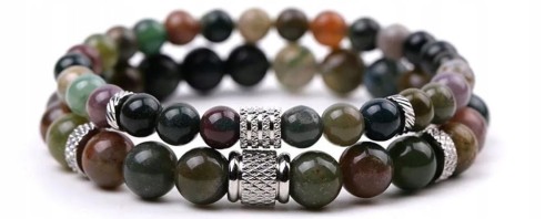 Zestaw bransoletek AGAT INDYJSKI kamienie naturalne + pudełko