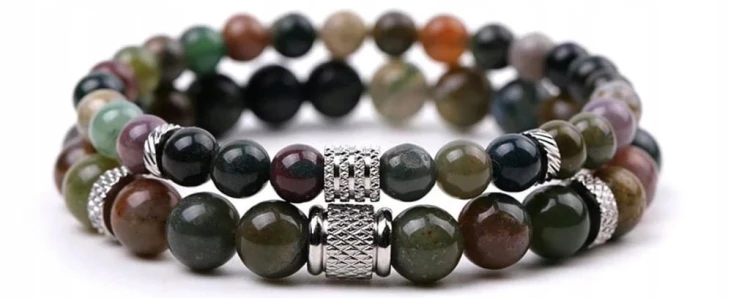 Zestaw bransoletek AGAT INDYJSKI kamienie naturalne + pudełko