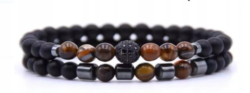 Bransoletka zestaw 2 w 1 kamienie naturalne turmalin tygrysie oko pudełko