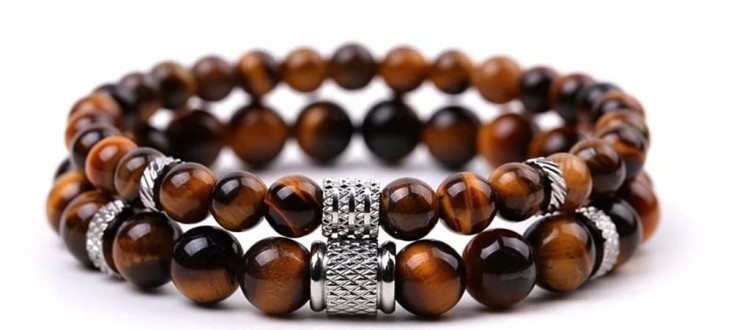 Zestaw bransoletek TYGRYSIE OKO kamienie naturalne + pudełko