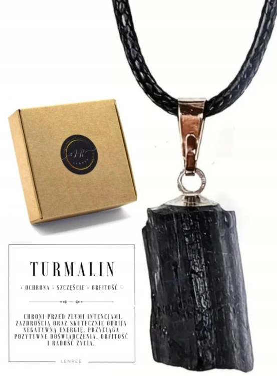 Naszyjnik z naturalnym turmalinem na rzemyku – 45 cm