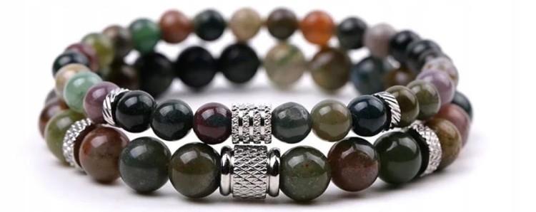 Zestaw bransoletek AGAT INDYJSKI kamienie naturalne + pudełko