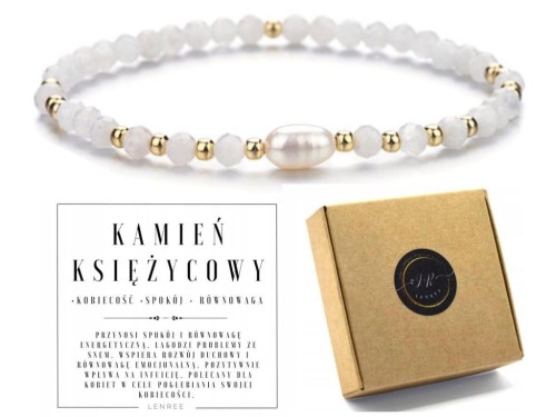 Elegancka bransoletka damska Kamień Księżycowy i Perła