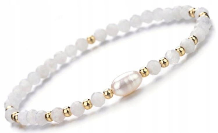 Elegancka bransoletka damska Kamień Księżycowy i Perła