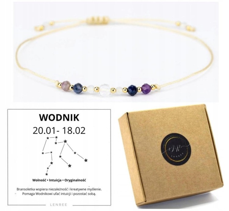 Bransoletka zodiakalna Wodnik wolność intuicja oryginalność LENREE