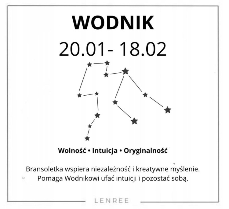 Bransoletka zodiakalna Wodnik wolność intuicja oryginalność LENREE