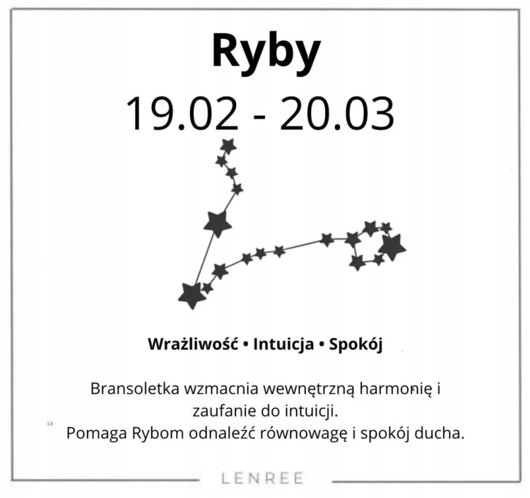 Bransoletka zodiakalna Ryby wrażliwość intuicja spokój LENREE