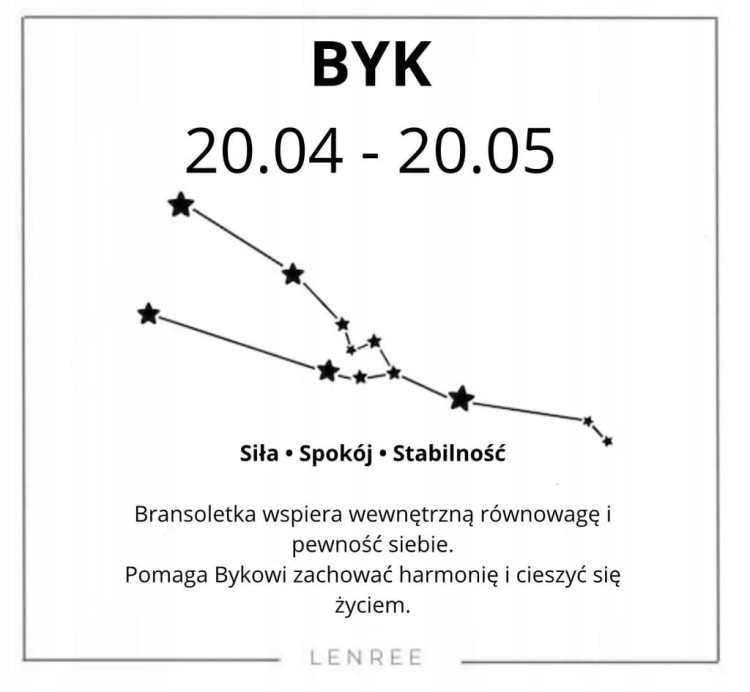 Bransoletka zodiakalna Byk siła spokój stabilność LENREE