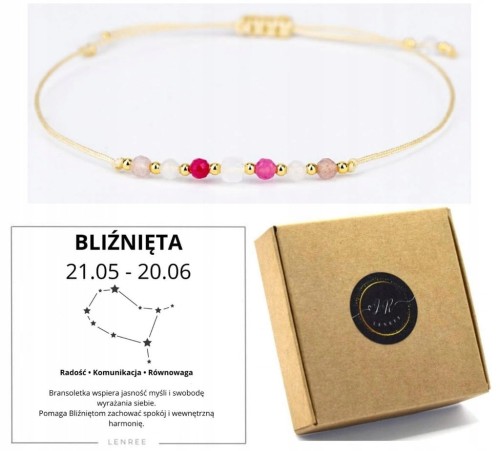 Bransoletka zodiakalna Bliźnięta radość komunikacja równowaga LENREE