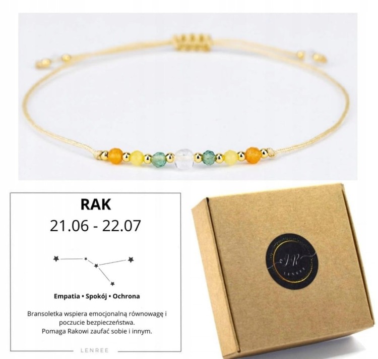 Bransoletka zodiakalna Rak empatia spokój ochrona LENREE