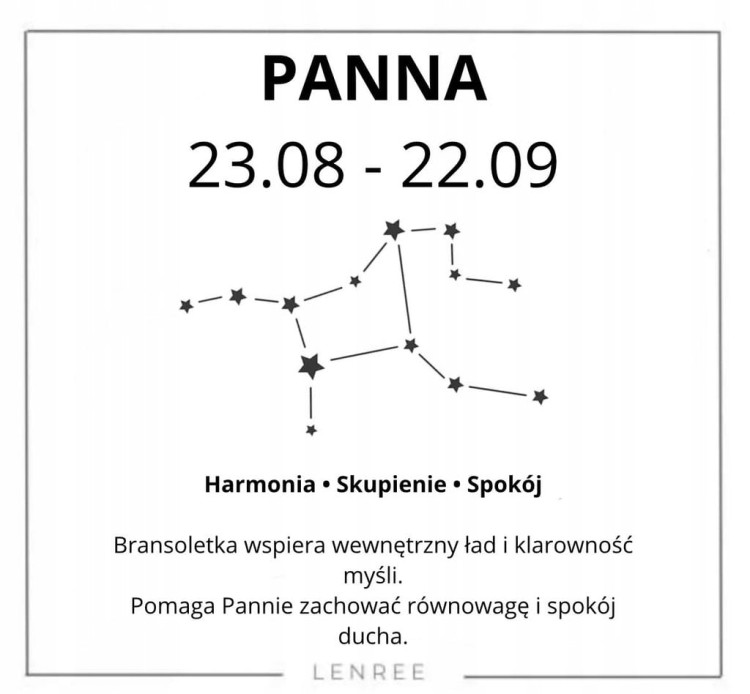 Bransoletka zodiakalna Panna harmonia skupienie spokój LENREE