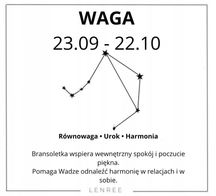 Bransoletka zodiakalna Waga równowaga urok harmonia LENREE