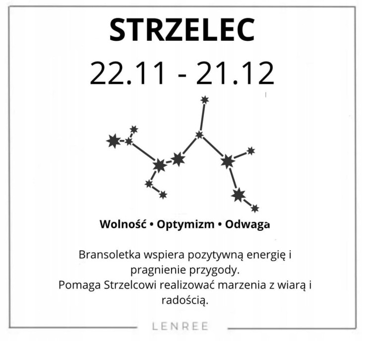Bransoletka zodiakalna Strzelec wolność optymizm odwaga LENREE