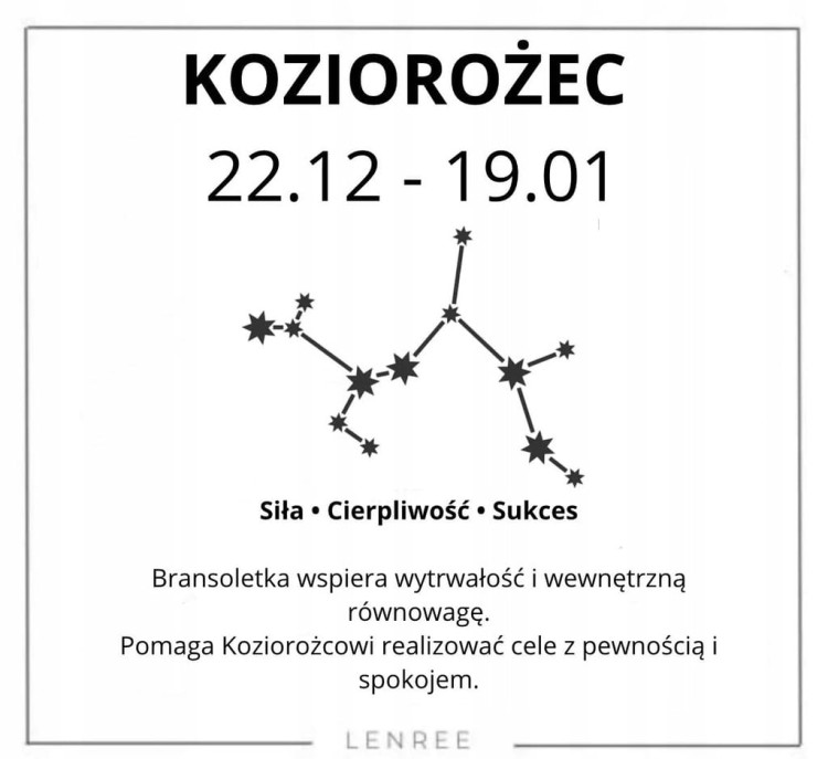 Bransoletka zodiakalna Koziorożec siła cierpliwość sukces LENREE