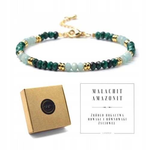 BRANSOLETKA ZAPINANA MALACHIT - AMAZONIT - KAMIENIE NATURALNE