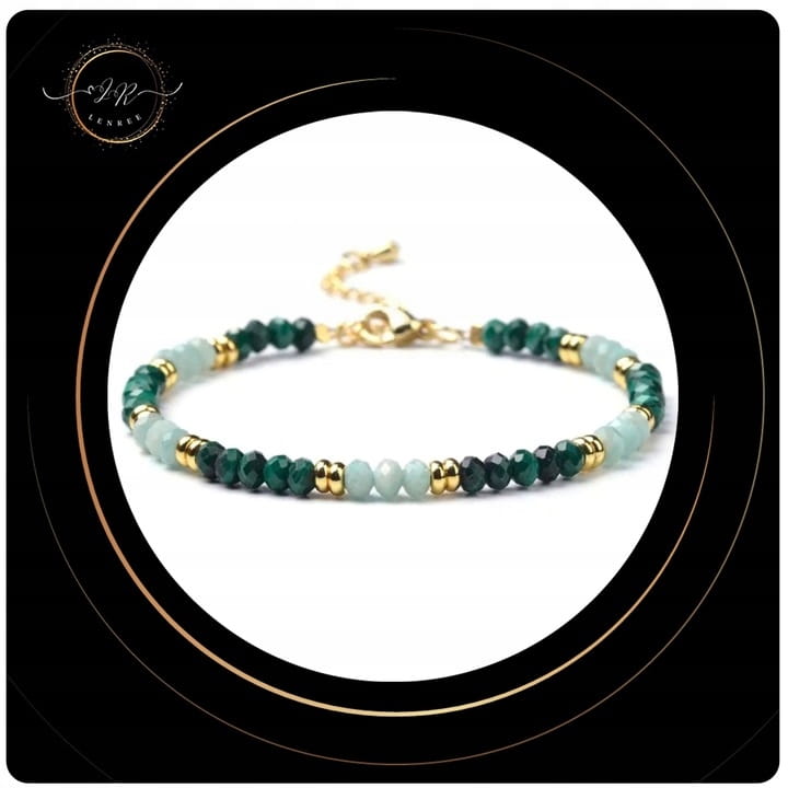 BRANSOLETKA ZAPINANA MALACHIT - AMAZONIT - KAMIENIE NATURALNE
