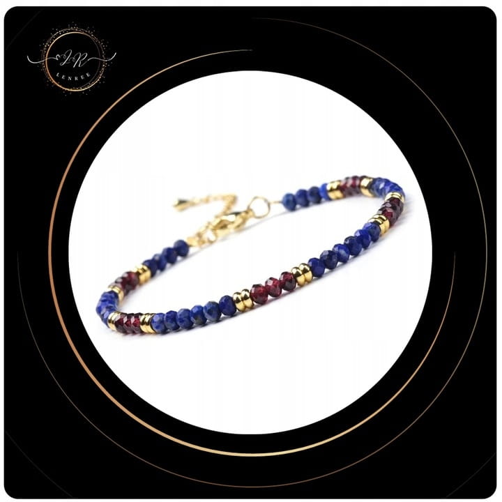 BRANSOLETKA ZAPINANA LAPIS LAZULI - GRANAT - KAMIENIE NATURALNE